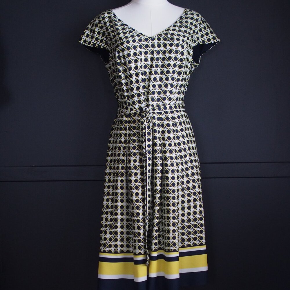 Jones New York | Cap Sleeve, Navy Print, Fit & Flare Midi Dress
